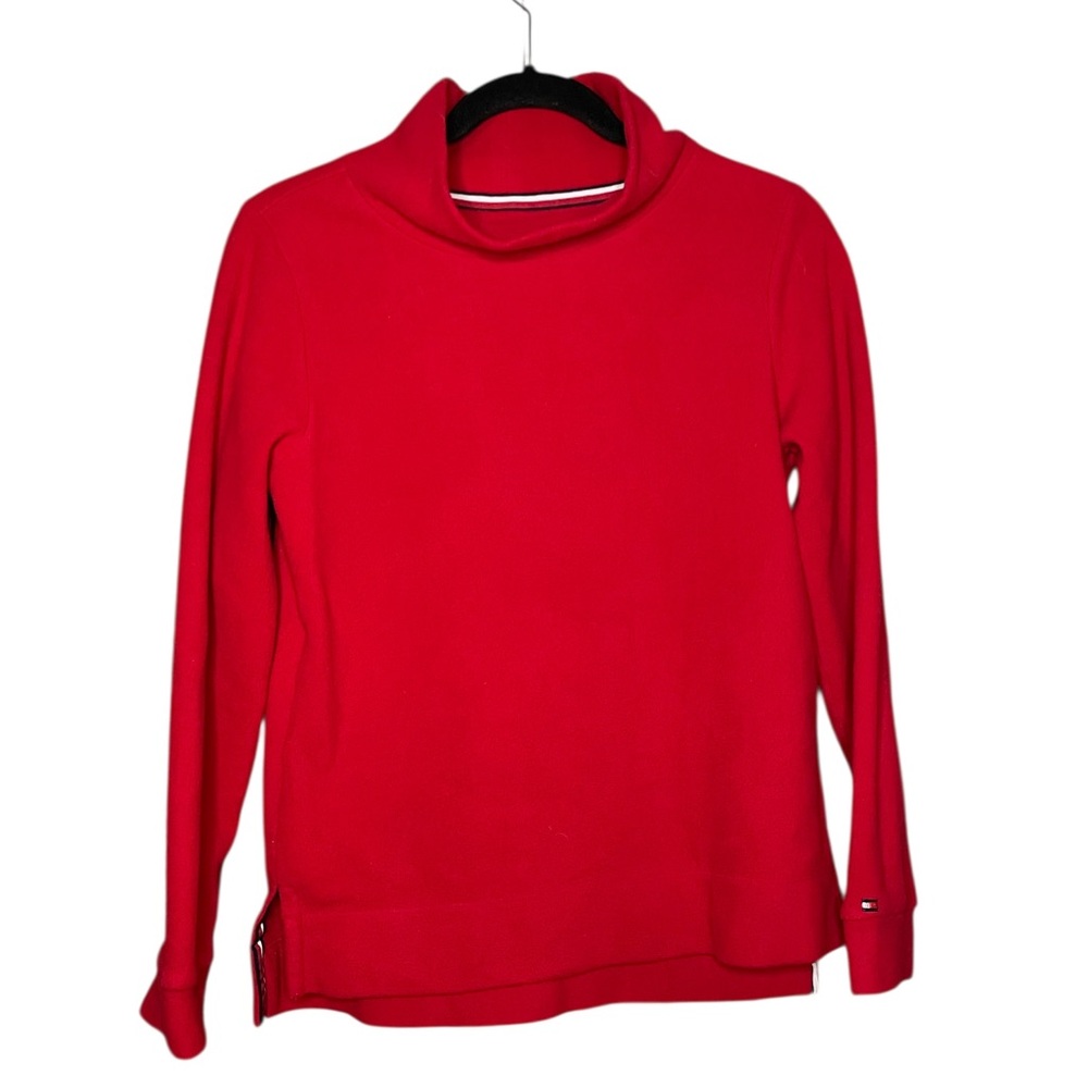 Tommy Hilfiger _Vibrant Red Mock Neck Fleece Pullover_Small